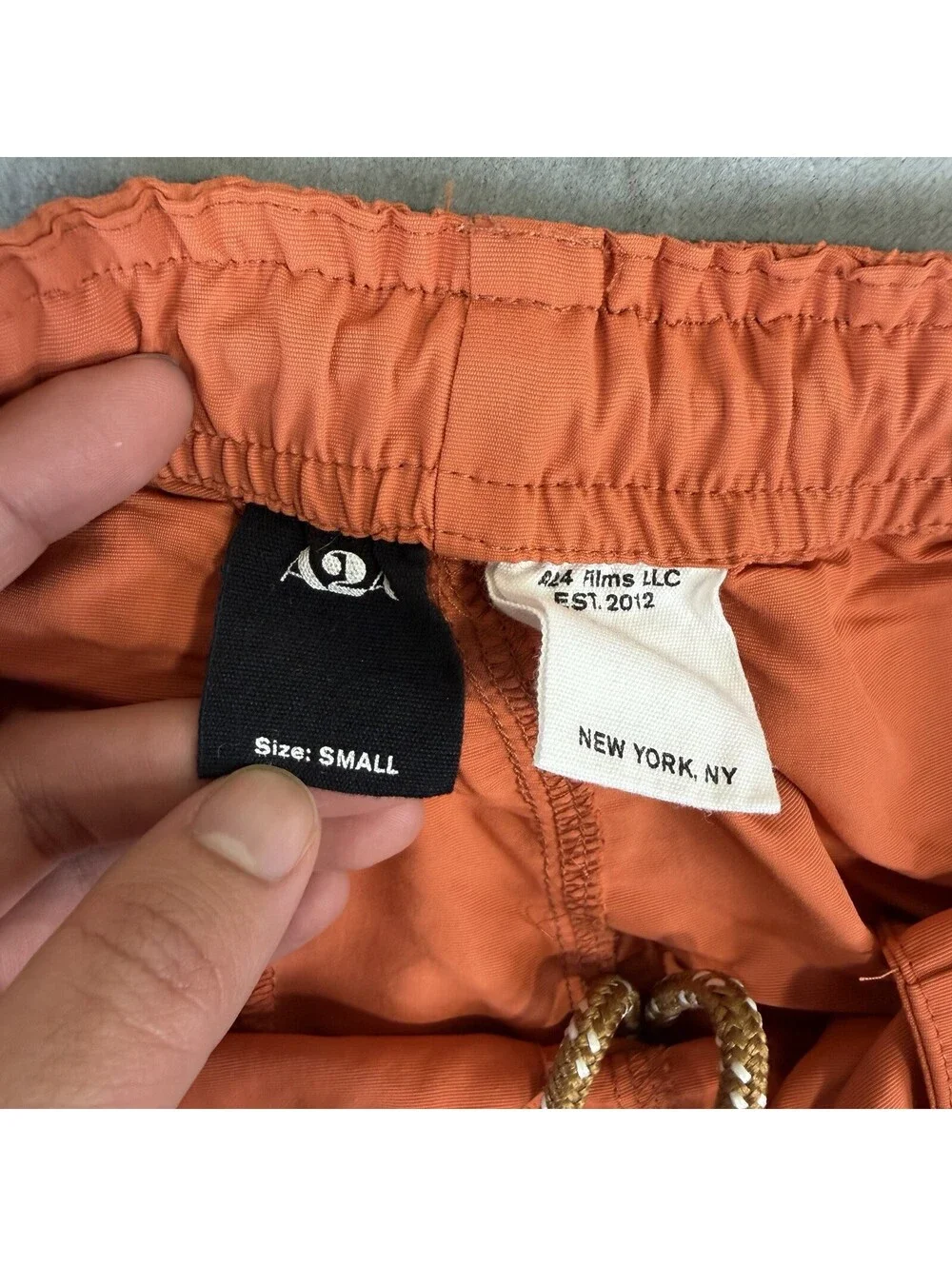 A24 Films Shorts Men’s Small Orange Nylon Drawstrings Embroidered Logo Outdoor